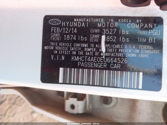 Продаж на аукціоні авто 2014 Hyundai Accent Gls, vin: KMHCT4AE0EU664526, номер лоту: 44809889
