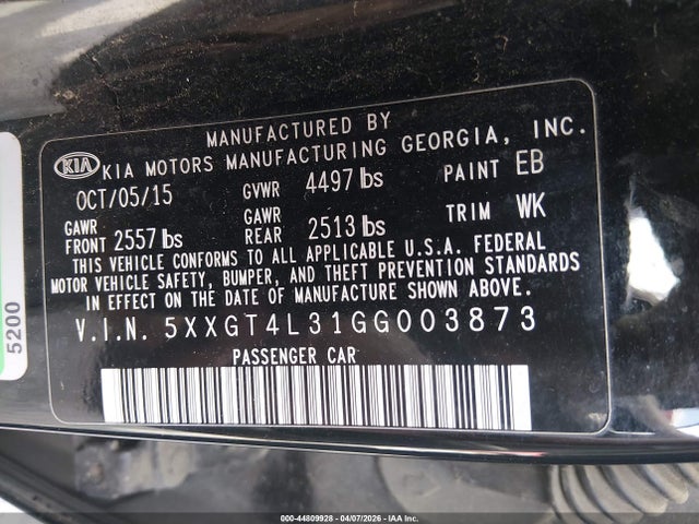 2016 KIA OPTIMA 5XXGT4L31GG003873 Photo 8