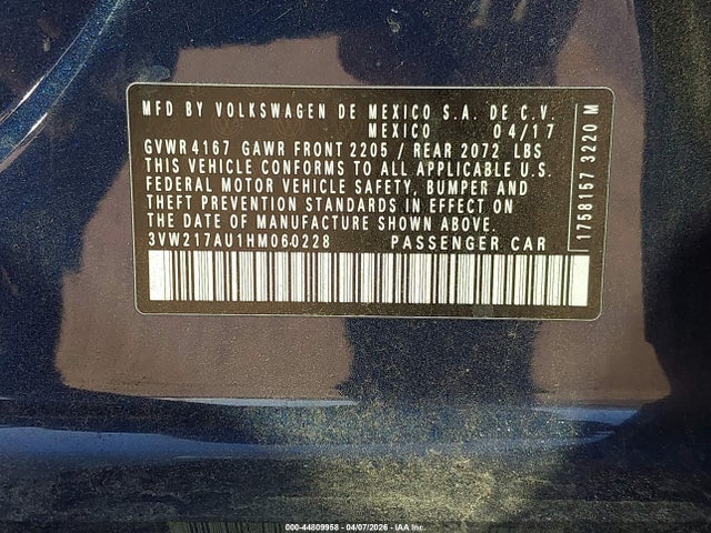 2017 VOLKSWAGEN GOLF 3VW217AU1HM060228 Photo 8