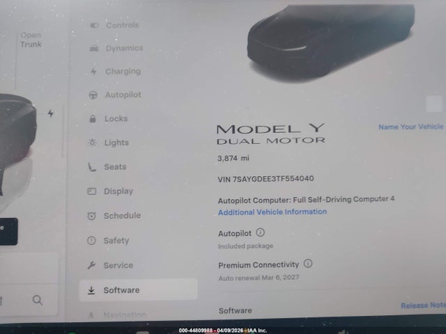 44809988 :رقم المزاد ، 7SAYGDEE3TF554040 vin ، 2026 Tesla Model Y All-wheel Drive/long Range Launch Series/premium All-wheel Drive مزاد بيع