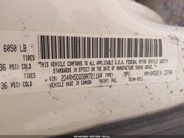 Продаж на аукціоні авто 2011 Dodge Grand Caravan Crew, vin: 2D4RN5DG5BR721164, номер лоту: 44810006