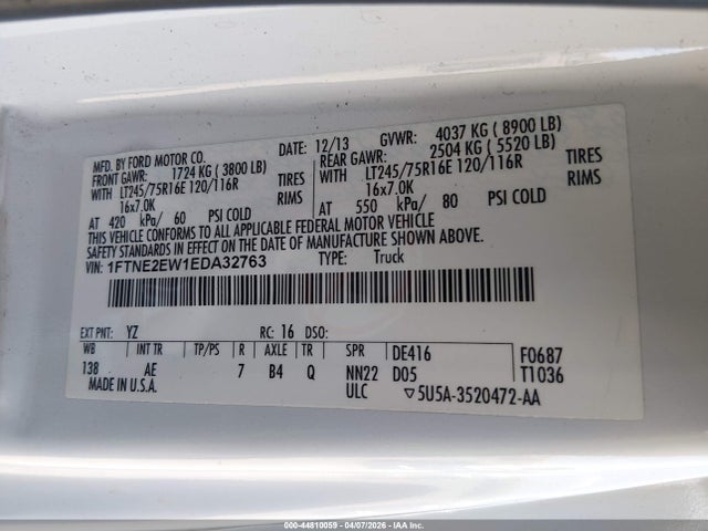 Ford E-250 Commercial 2014 1FTNE2EW1EDA32763 Image 9