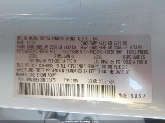 Продаж на аукціоні авто 2024 Mazda Cx-50 2.5 Turbo Premium Plus, vin: 7MMVABEY0RN186975, номер лоту: 44810093