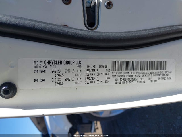 Продажа на аукционе авто 2012 Dodge Journey Sxt, vin: 3C4PDDBG6CT138377, номер лота: 44810094