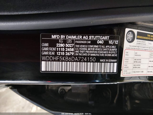 Aukcja sprzedaży 2013 Mercedes-benz E 350, vin: WDDHF5KB6DA724150, numer aukcji: 44810104