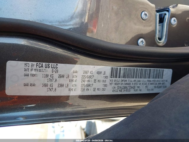 Aukcja sprzedaży 2020 Jeep Compass Sun And Safety 4x4, vin: 3C4NJDBB0LT234428, numer aukcji: 44810120