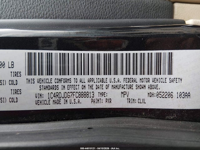 Продаж на аукціоні авто 2015 Dodge Durango Limited, vin: 1C4RDJDG7FC888813, номер лоту: 44810121