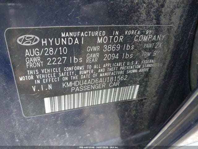 2010 HYUNDAI ELANTRA KMHDU4AD6AU181562 Photo 8
