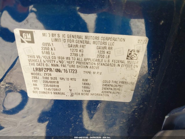 Aukcja sprzedaży 2022 Buick Envision Awd Essence, vin: LRBFZPR44ND168723, numer aukcji: 44810165