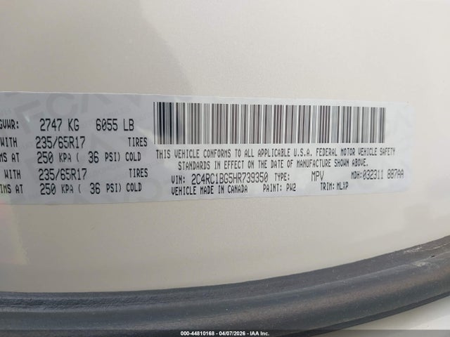 2C4RC1BG5HR739350 Chrysler Pacifica Touring-l