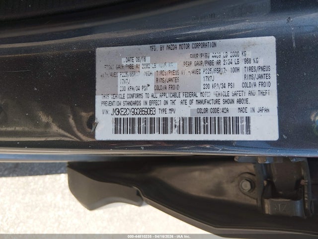 Aukcja sprzedaży 2016 Mazda Cx-5 Touring, vin: JM3KE2CY9G0859063, numer aukcji: 44810235