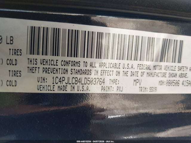 Продажа на аукционе авто 2020 Jeep Cherokee Latitude Fwd, vin: 1C4PJLCB4LD503764, номер лота: 44810254