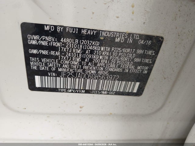 Aukcja sprzedaży 2016 Subaru Forester 2.5i Premium, vin: JF2SJADC6GH563972, numer aukcji: 44810264