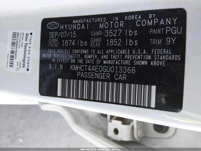 Hyundai ACCENT SE 2016 KMHCT4AE0GU013366 Image 9