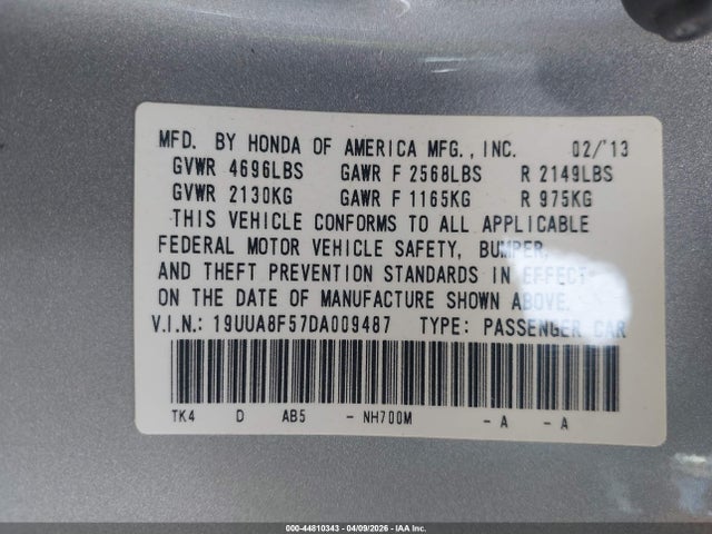 Aukcja sprzedaży 2013 Acura Tl 3.5, vin: 19UUA8F57DA009487, numer aukcji: 44810343