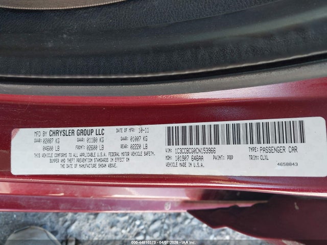 44810373 :رقم المزاد ، 1C3CCBCG0CN153966 vin ، 2012 Chrysler 200 Limited مزاد بيع