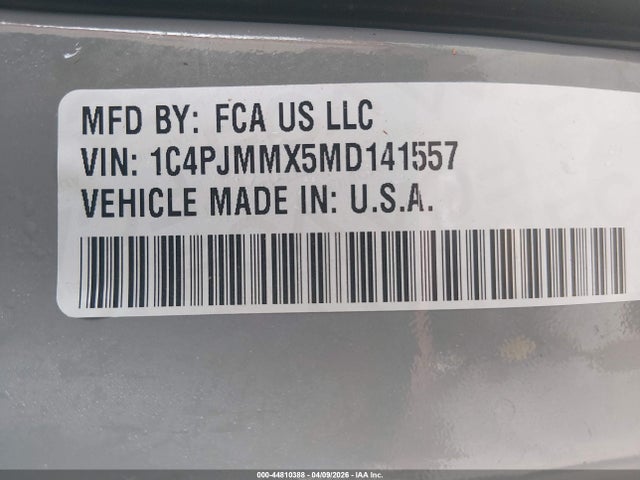 2021 Jeep Cherokee Latitude Lux 4x4 მანქანა იყიდება აუქციონზე, vin: 1C4PJMMX5MD141557, აუქციონის ნომერი: 44810388