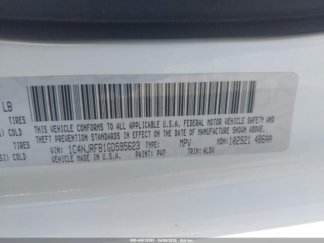 Aukcja sprzedaży 2016 Jeep Patriot High Altitude Edition, vin: 1C4NJRFB1GD595623, numer aukcji: 44810393
