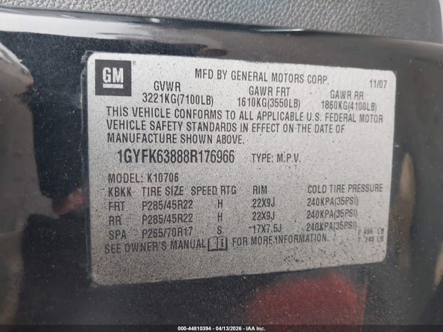 2008 CADILLAC ESCALADE 1GYFK63888R176966 Photo 8