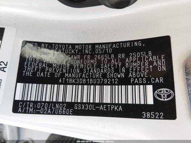 2011 TOYOTA AVALON 4T1BK3DB1BU379212 Photo 8