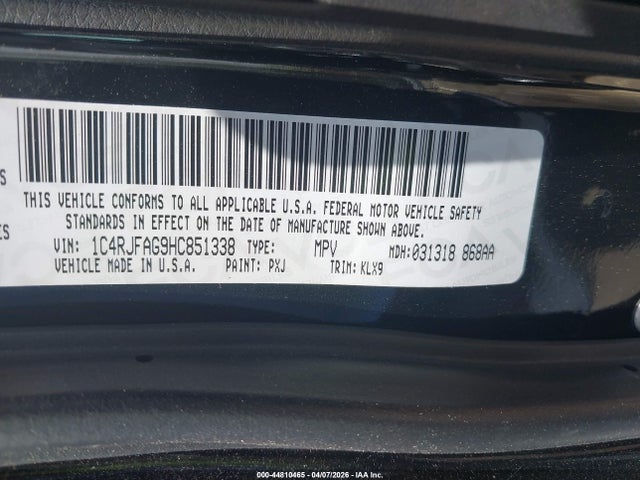 44810465 :رقم المزاد ، 1C4RJFAG9HC851338 vin ، 2017 Jeep Grand Cherokee Altitude 4x4 مزاد بيع