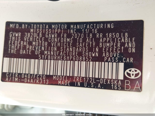 Toyota COROLLA SE 2017 5YFBURHE6HP608852 Image 9