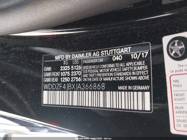 2018 Mercedes-benz E 300 მანქანა იყიდება აუქციონზე, vin: WDDZF4JBXJA366868, აუქციონის ნომერი: 44810492