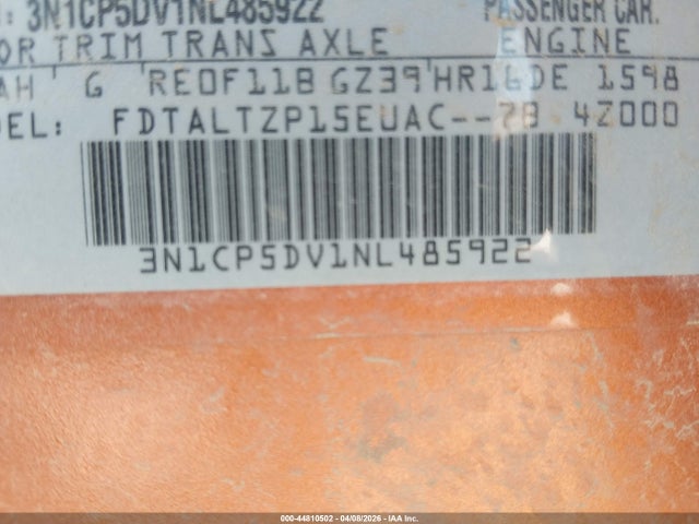 3N1CP5DV1NL485922 Nissan Kicks Sr Xtronic Cvt
