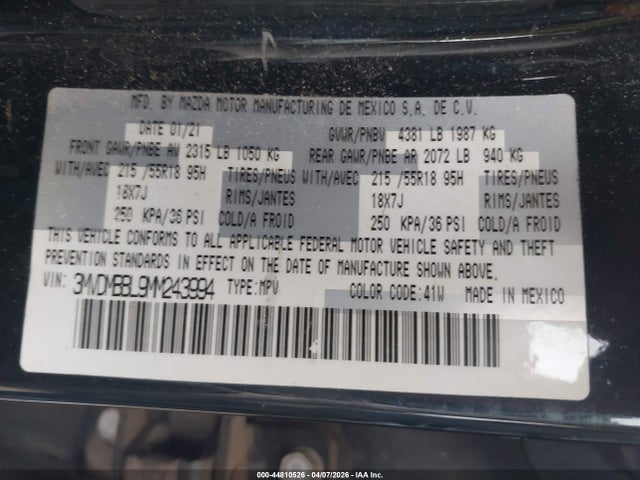 Продажа на аукционе авто 2021 Mazda Cx-30 Select, vin: 3MVDMBBL9MM243994, номер лота: 44810526