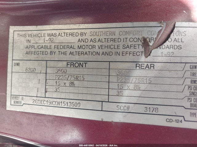 Продаж на аукціоні авто 1992 Gmc Sierra C1500, vin: 2GDEC19KXN1513609, номер лоту: 44810562