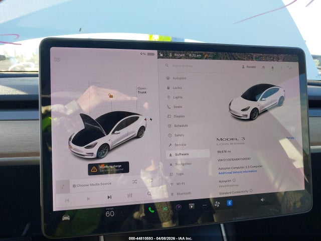 2019 Tesla Model 3 Long Range/mid Range/standard Range/standard Range Plus მანქანა იყიდება აუქციონზე, vin: 5YJ3E1EA6KF326587, აუქციონის ნომერი: 44810593