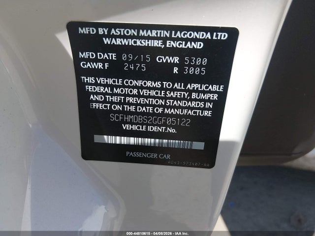 Aston Martin RAPIDE S 2016 SCFHMDBS2GGF05122 Image 9