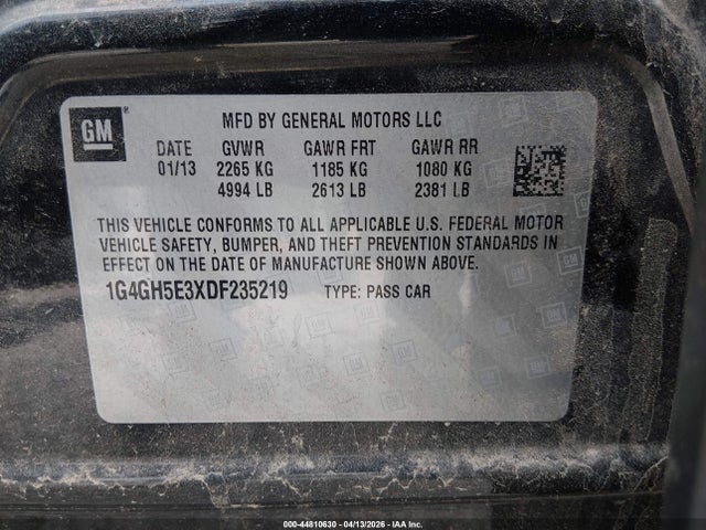 44810630 :رقم المزاد ، 1G4GH5E3XDF235219 vin ، 2013 Buick Lacrosse Premium 2 Group مزاد بيع