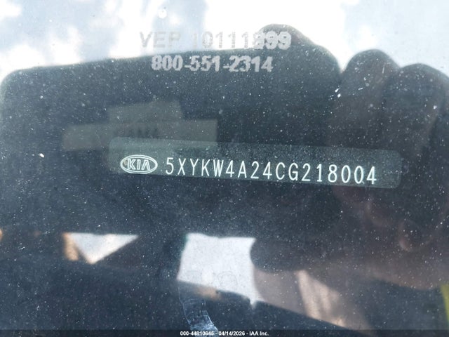 44810645 :رقم المزاد ، 5XYKW4A24CG218004 vin ، 2012 Kia Sorento Sx V6 مزاد بيع