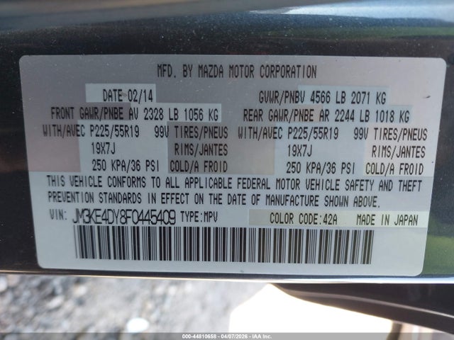 2015 Mazda Cx-5 Grand Touring მანქანა იყიდება აუქციონზე, vin: JM3KE4DY8F0445409, აუქციონის ნომერი: 44810658
