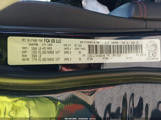 Продажа на аукционе авто 2017 Dodge Durango R/t, vin: 1C4SDJCT2HC828148, номер лота: 44810662