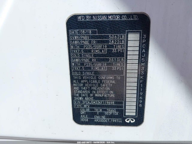 2019 INFINITI QX50 3PCAJ5M33KF119698 Photo 8