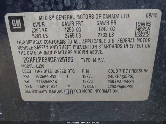 2GKFLPE34G6125795 GMC Terrain Slt
