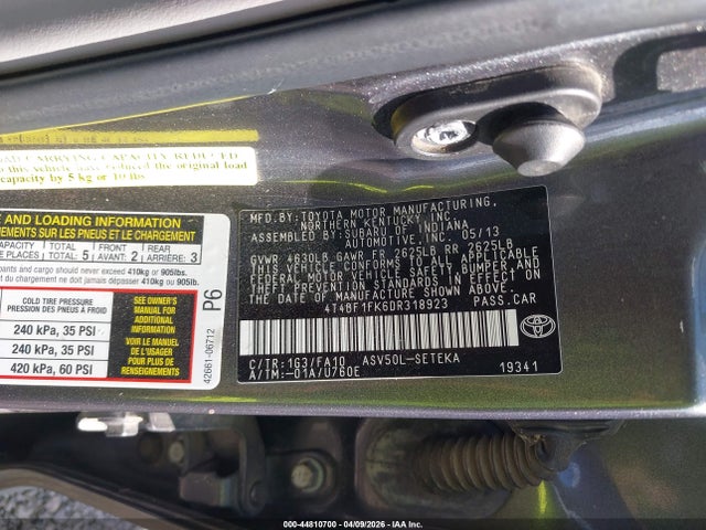 2013 TOYOTA CAMRY 4T4BF1FK6DR318923 Photo 8