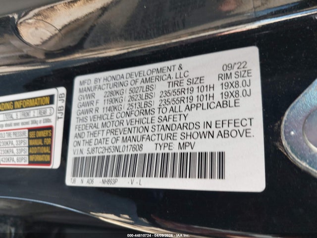 Aukcja sprzedaży 2022 Acura Rdx Technology Package, vin: 5J8TC2H53NL017608, numer aukcji: 44810724