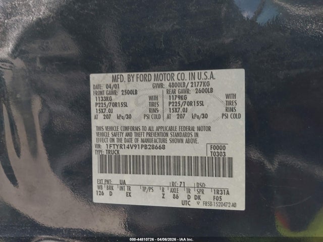 2001 FORD RANGER 1FTYR14V91PB28668 Photo 8