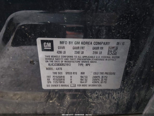 Продаж на аукціоні авто 2016 Buick Encore Leather, vin: KL4CJCSB3GB521913, номер лоту: 44810741