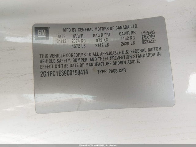 2012 CHEVROLET CAMARO 2G1FC1E39C9198414 Photo 8