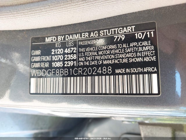 Продажа на аукционе авто 2012 Mercedes-benz C 300 Luxury 4matic/sport 4matic, vin: WDDGF8BB1CR202488, номер лота: 44810761