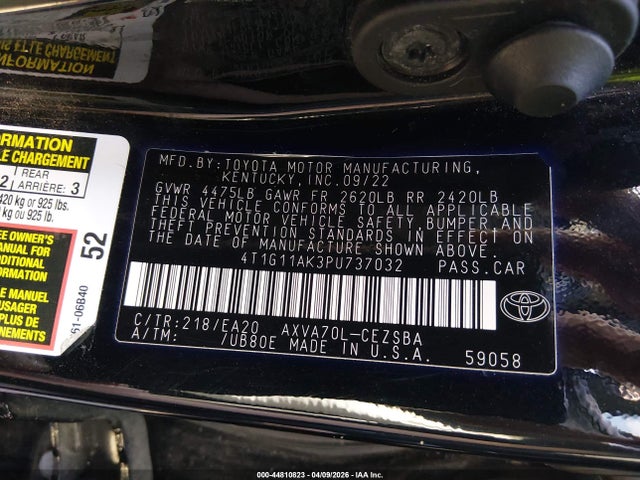 Toyota CAMRY SE 2023 4T1G11AK3PU737032 Image 9