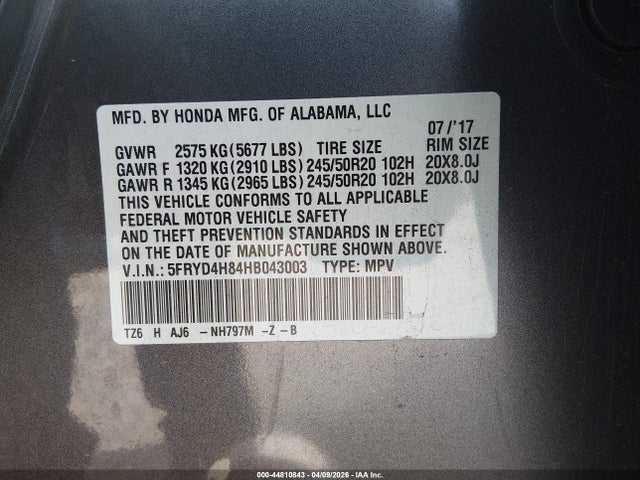 Продажа на аукционе авто 2017 Acura Mdx Advance Package, vin: 5FRYD4H84HB043003, номер лота: 44810843
