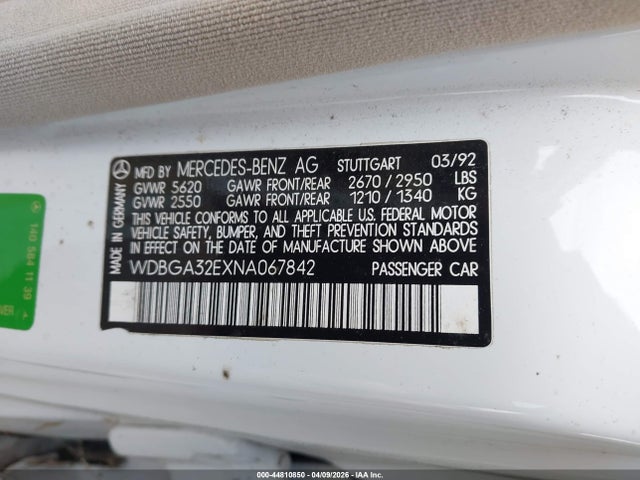 1992 MERCEDES-BENZ 300 WDBGA32EXNA067842 Photo 8