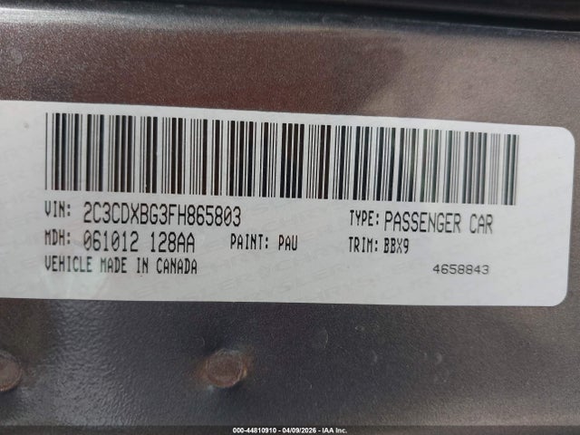 44810910 :رقم المزاد ، 2C3CDXBG3FH865803 vin ، 2015 Dodge Charger Se مزاد بيع