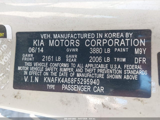 44810992 :رقم المزاد ، KNAFK4A68F5295940 vin ، 2015 Kia Forte Lx مزاد بيع