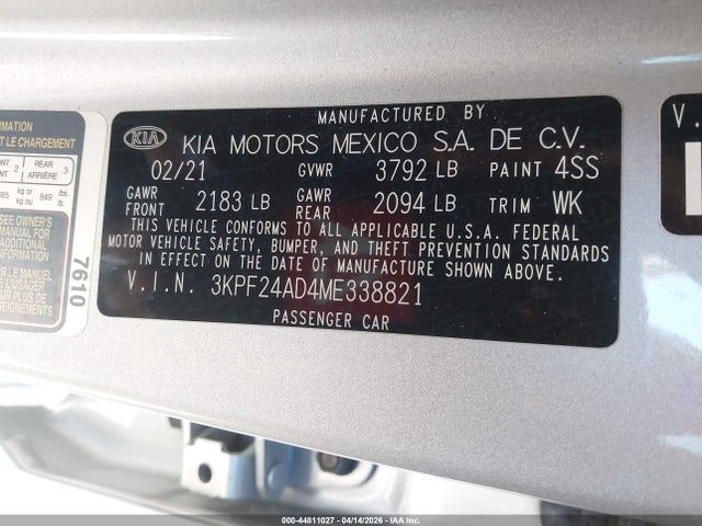 KIA Forte Lxs 2021 3KPF24AD4ME338821 Image 9